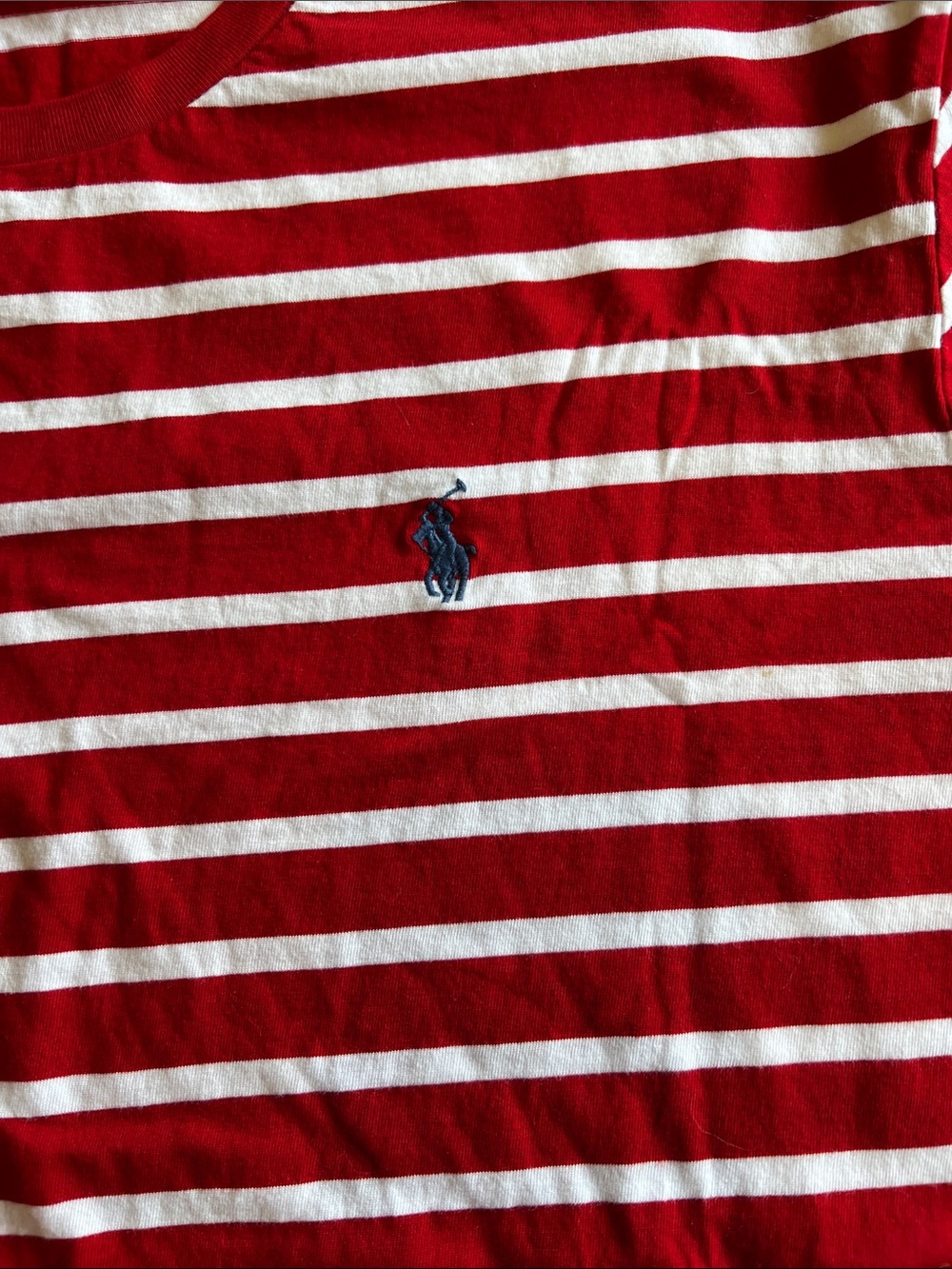Polo by Ralph Lauren Red & White Striped Short Sleeve Crew Tee (Unisex) - Picture 4 of 9